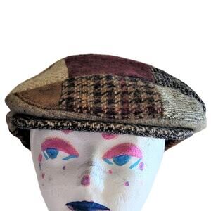 Vintage Luxe L.L.Bean Patchwork Wool Tweed Tam Flat Cap Academia Chic